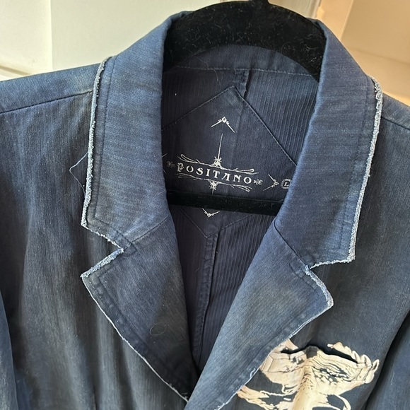 Positano Men’s Blue Raw Hem Blazer Size Large - Picture 7 of 11